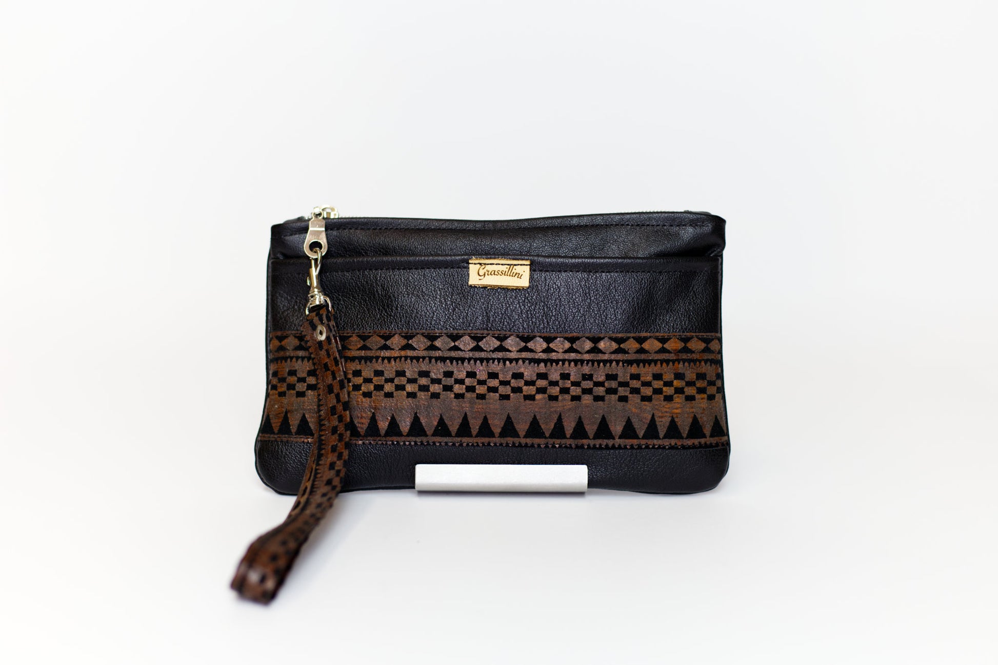 Nine Mile Wristlet clutch purse black and brown