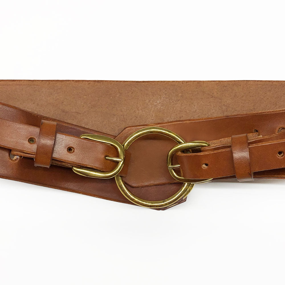 Bluefield Double Buckle Belt brown front view