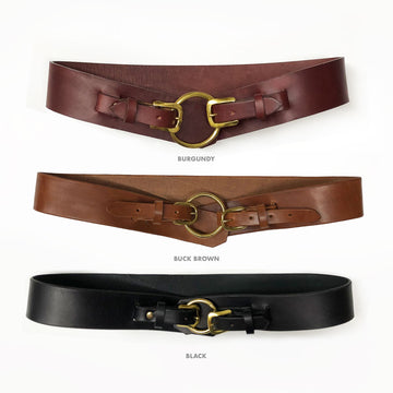 Bluefield Double Buckle Belt black brown and burgundy
