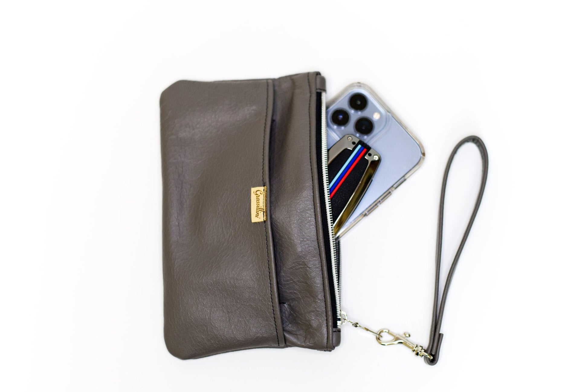 Nine Mile Wristlet | Grey side