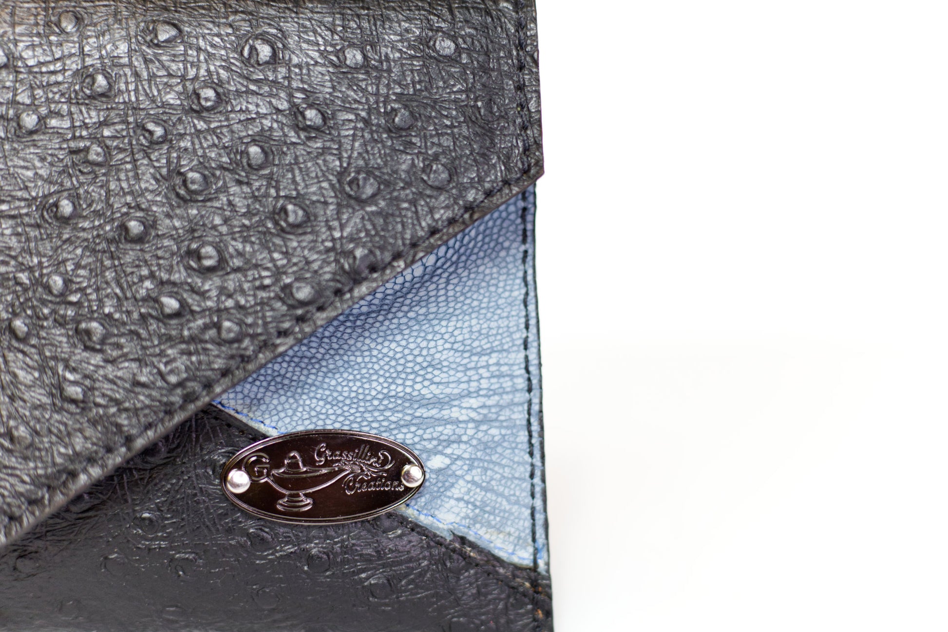 Half Way III Small Clutch - BB Ostrich with logo