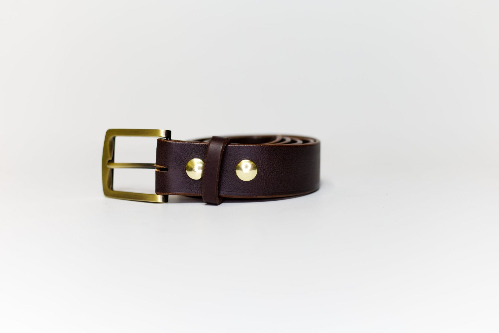Classic Leather Belt Dark Brown front view