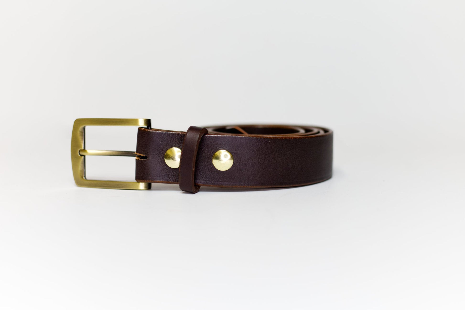 Classic Leather Belt | Dark Brown buckle and button