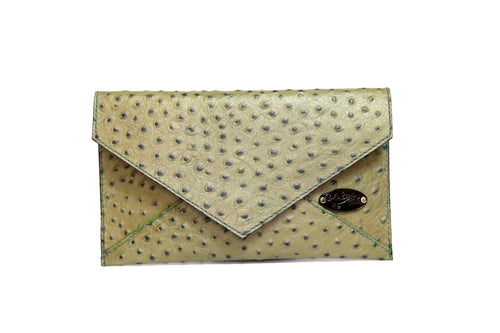 Half Way III Small Clutch - Green Ostrich