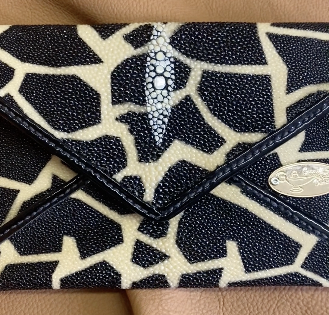Half Way III Small Clutch - Black and Yellow Mosaic front view
