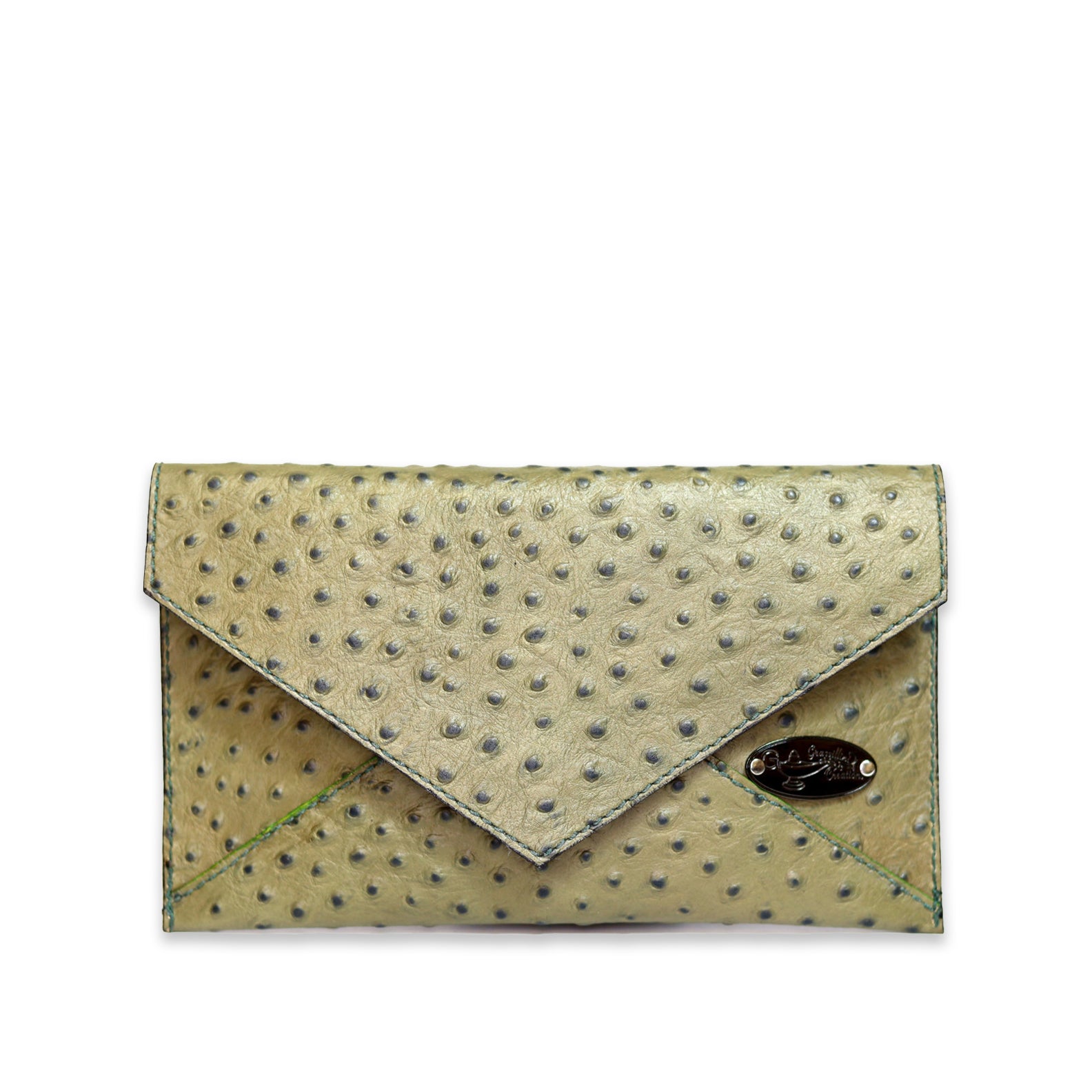 Half Way III Small Clutch - Green Ostrich